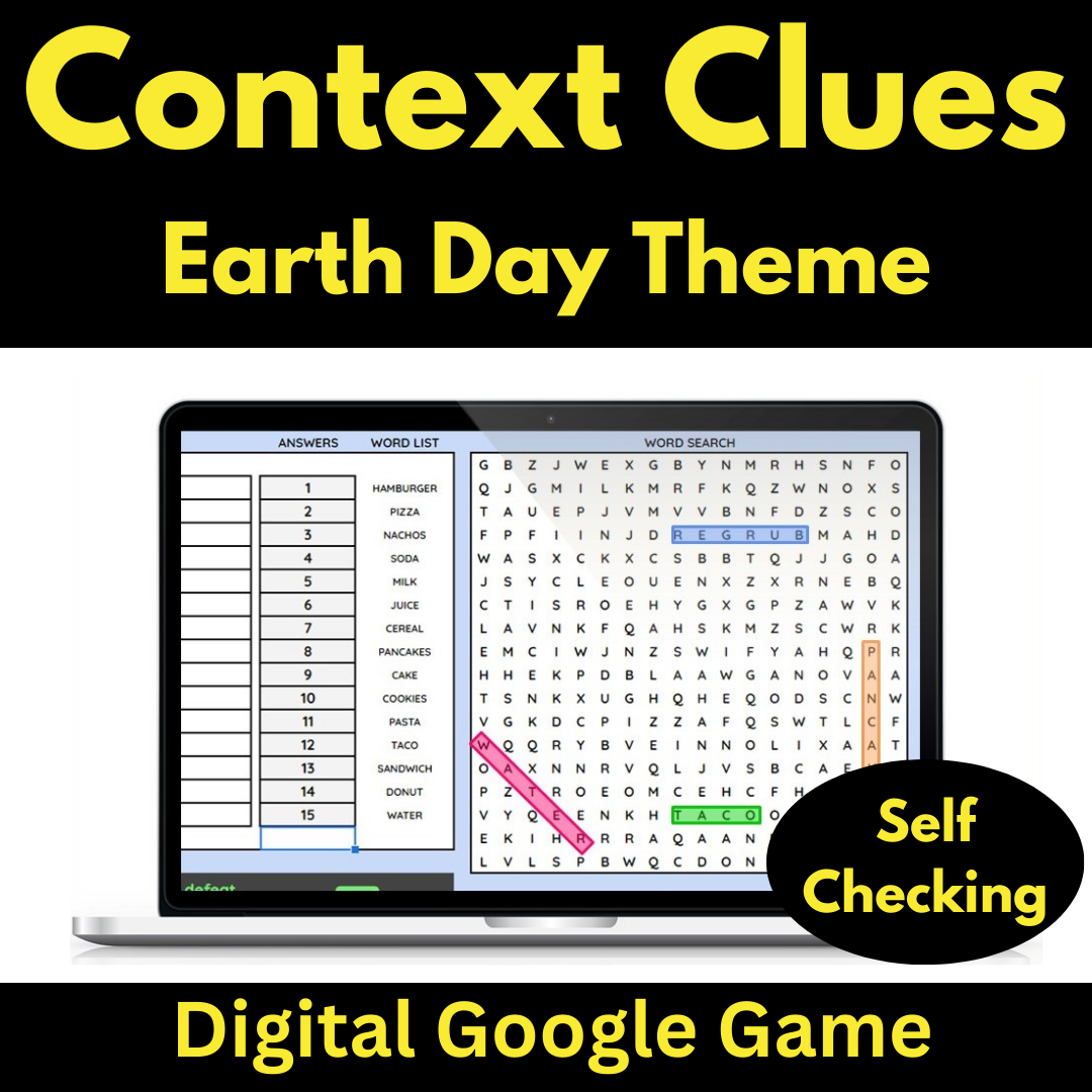 Context Clues Game Digital Earth Day Wordsearch 3rd Grade Google Activity Online