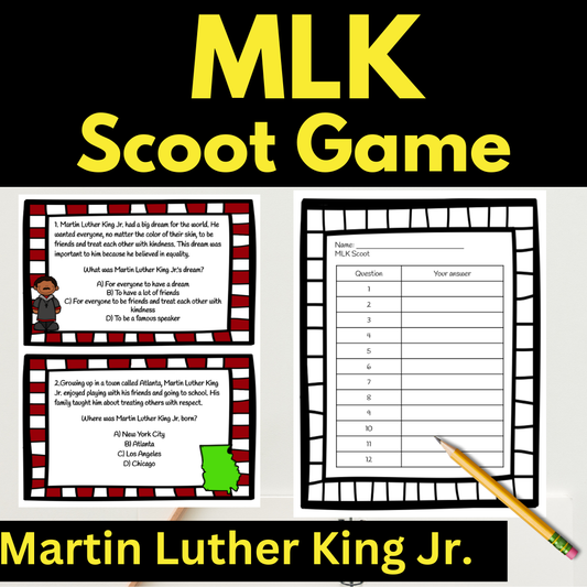 Martin Luther King Jr. Game, MLK Scoot reading game, MLK reading comprehension