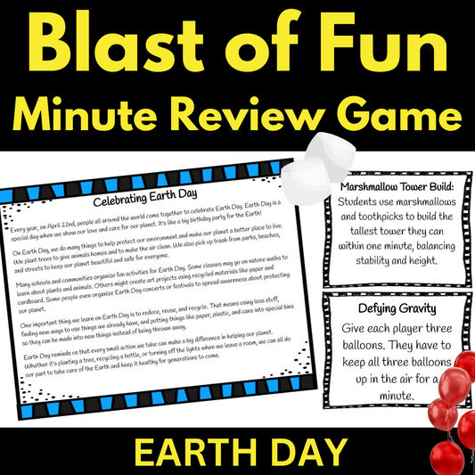 Earth Day Game Blast of Fun Activity Reading Comprehension Questions Science