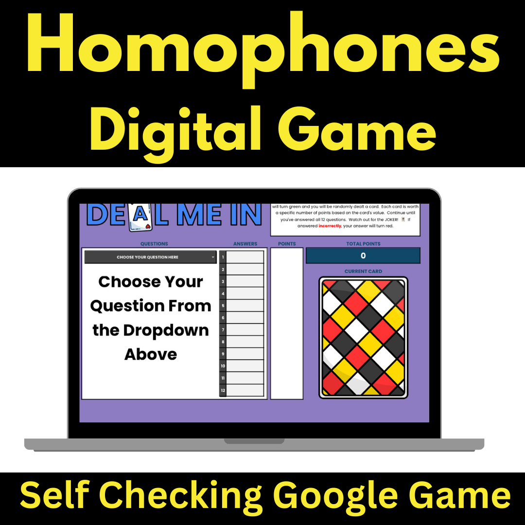 Homophones Reading Game Online Digital Resource Google Game Activity Deal Me In