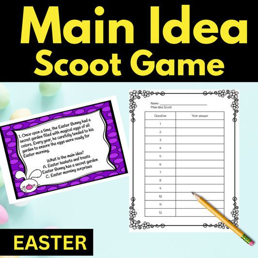 Easter Game Main Idea Scoot reading comprehension game main idea activity