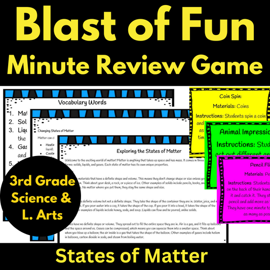 States of Matter Activities, Games, Science & Reading, Solid Liquid Gas