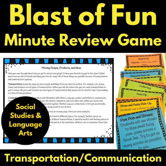 Transportation Communication Social Studies Reading Game Blast of Fun Activity