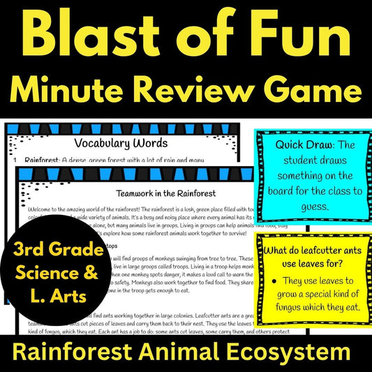 Rainforest Ecosystem Science Reading Game Animal Adaptations Blast of Fun