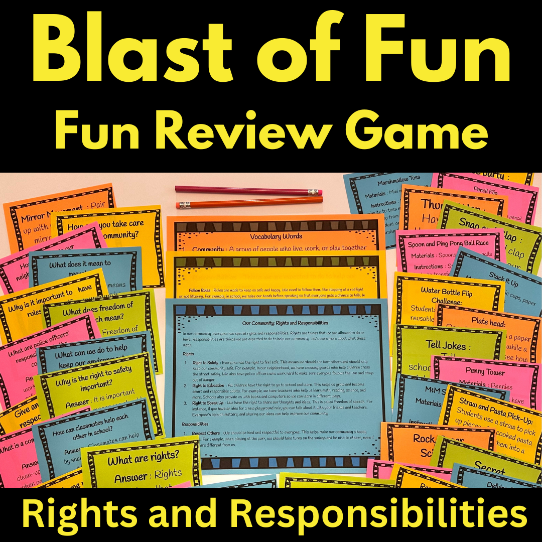 Citizen Rights and Responsibilities Social Studies Reading Game Blast of Fun