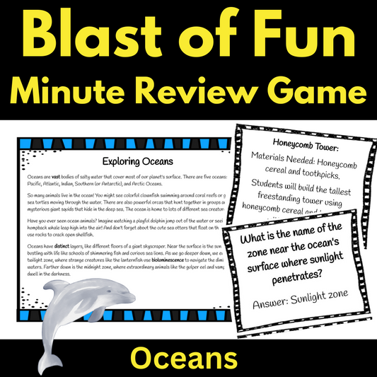 Ocean Game Blast of Fun Game Activity Reading Comprehension Questions Science