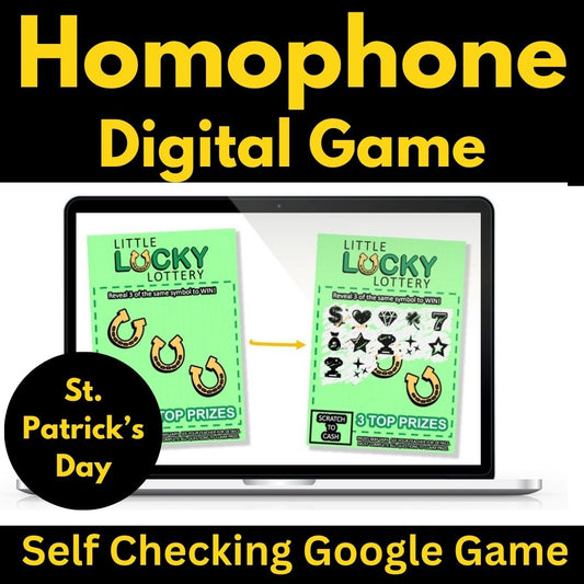 St. Patrick's Day Homophone Reading Game 3rd Grade Google Activity Digital