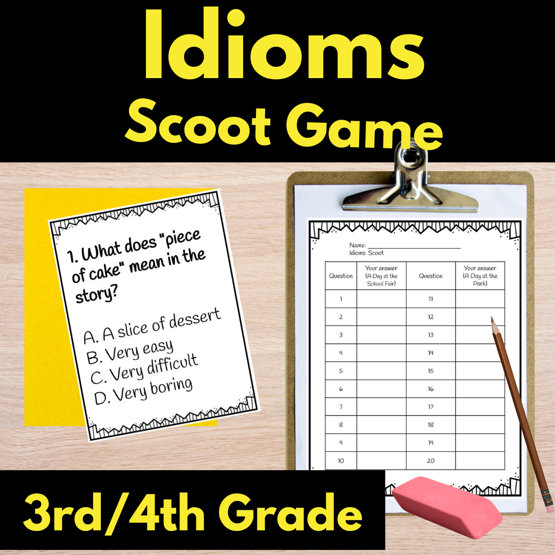 Idioms Figurative Language Scoot Game Activity Task Cards Center Stations Fun