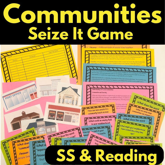 Communities Social Studies Integrated Reading Game Comprehension Activity Seize