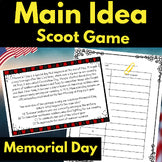 Memorial Day Game Main Idea Scoot reading comprehension Task Cards Activity