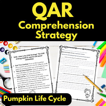 QAR Reading Comprehension Strategy Fall Questions Pumpkin Life Cycle Science