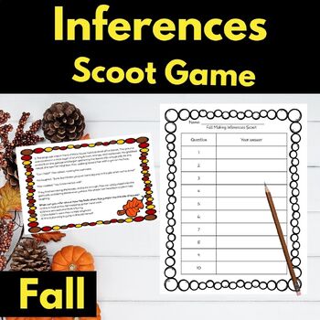 Fall Making Inferences Game 3rd grade Reading Scoot Task Cards Centers Stations