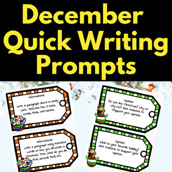 December Quick Writing Prompts Common Core Stations Centers